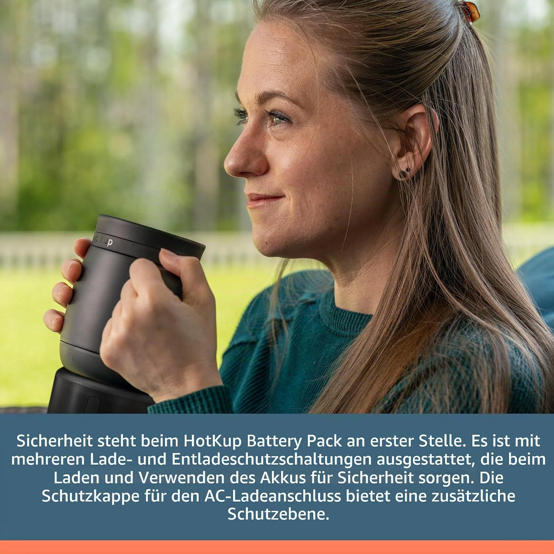 HOT KUP Batterie - Akku für selbstheizende Thermo- und Reisetasse - Mobiler Sockel mit Drehverriegel