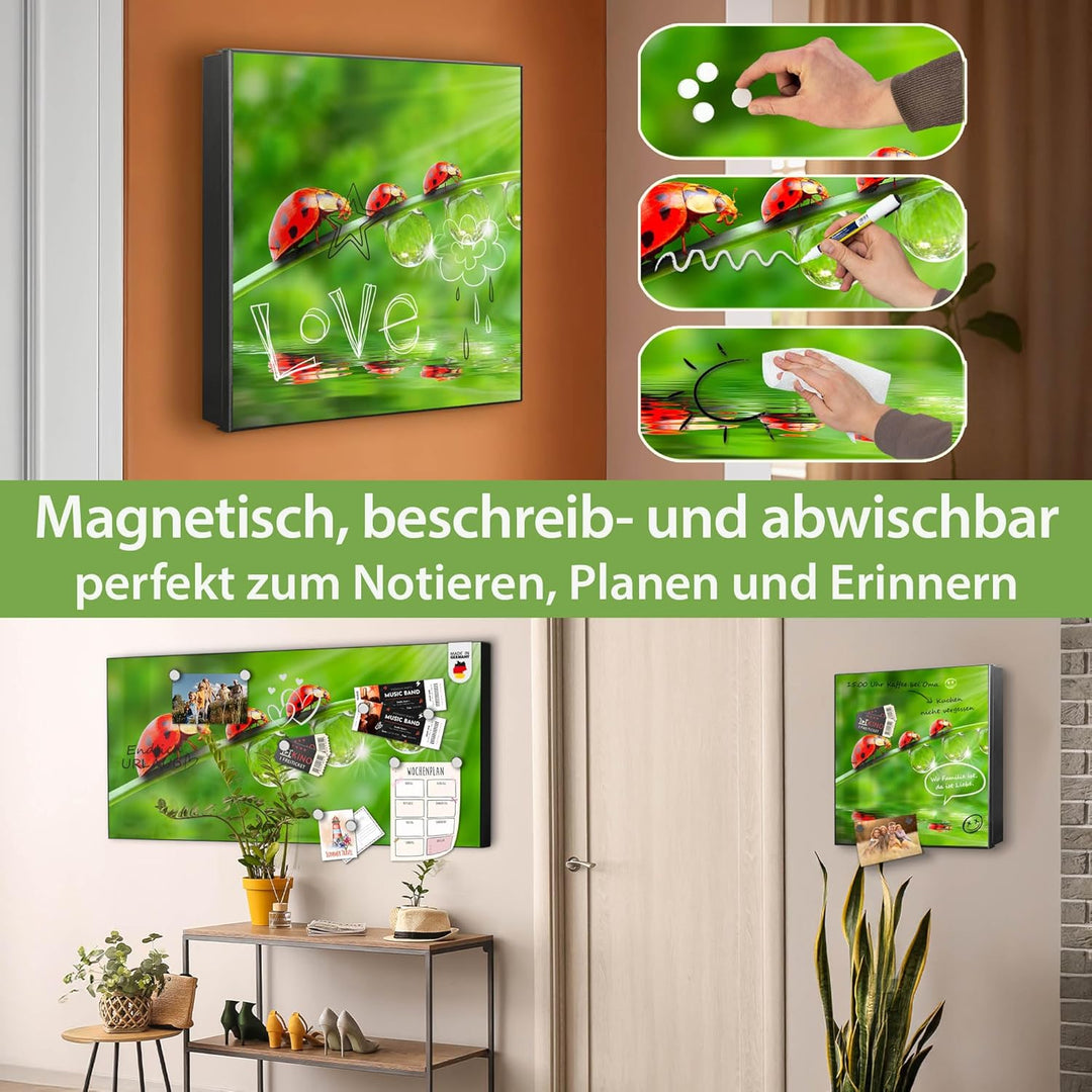 banjado® Grosser Schlüsselkasten Glas/Schlüsselbox 30cm x 30cm mit 50 Haken - Motiv Für Jeden Einen/