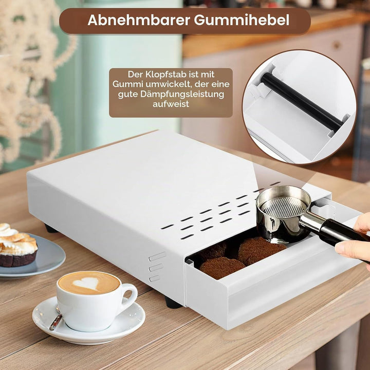 Wakects Kaffee-Klopf-Box-Behälter, Edelstahl-Gummi-Kaffeemühlen-Klopf-Box-Rückstands-Pulver-Eimer-Sc