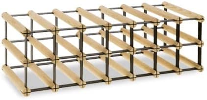 Weinregal aus Metall & Holz für 14 Flaschen, 22,5x72,5x25cm, freistehender Weinständer, Getränkerega