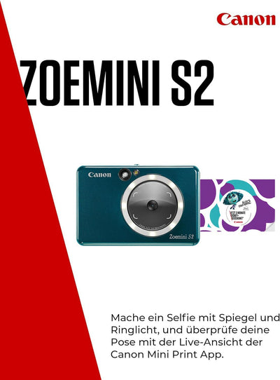 Canon Zoemini S2 Mini Sofortbildkamera + Fotodrucker mobil tragbar unterwegs Hosentasche (Fotodruck