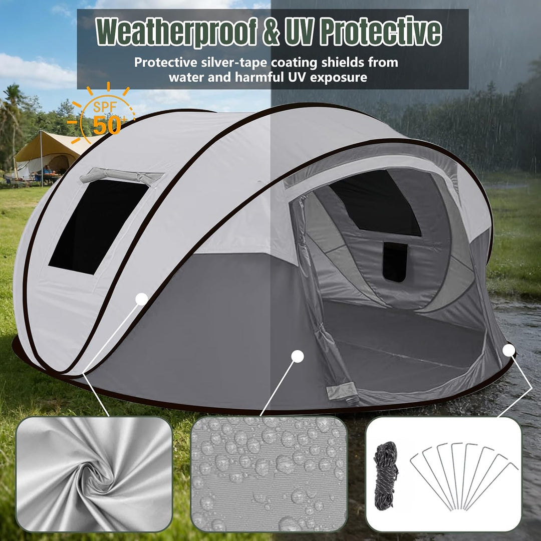 Camping Zelt, Pop Up Zelt 4-5 Personen, Automatisches Aufstellzelt in 3 Sekunden, Wurfzelte Wasserdi