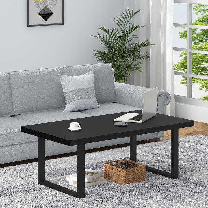 IBF Couchtisch Schwarzer Moderner Industrieller Wohnzimmertisch Minimalistischer Mitteltisch Schlich