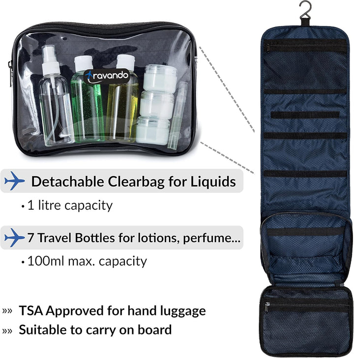 TRAVANDO Kulturbeutel Männer zum Aufhängen Kulturtasche Transparent Waschtasche Durchsichtig Waschbe
