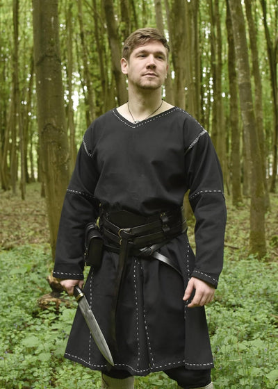Battle-Merchant | Mittelalter Tunika Askur | LARP Wikinger Kleidung aus Baumwolle für Herren Weinrot