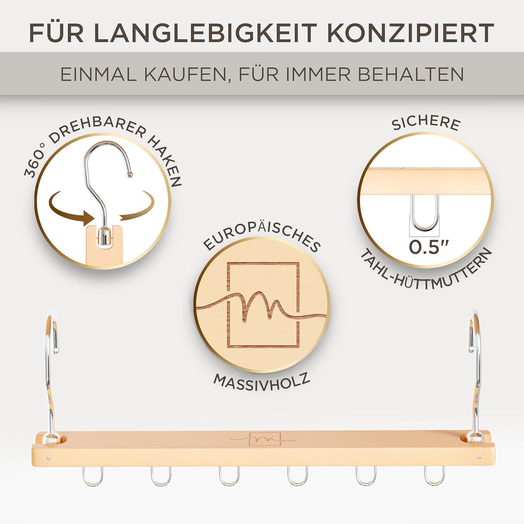 MORALVE Platzsparender Kleiderbügel Organizer – 4er-Pack – 6-stufiger Organizer aus europäischem Buc