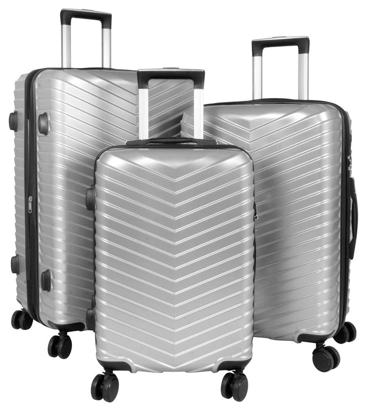 Trendyshop365 Koffer-Set 3-teilig Hartschale Meran 4 Räder TSA-Schloss Silber Koffer-Set 3-teilig Si