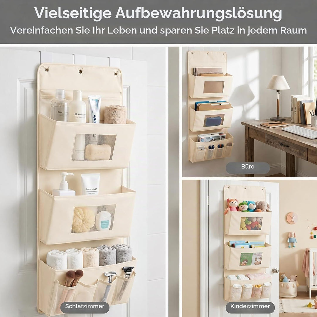 OMJMYY Hängeorganizer Tür 3-Schichten 40x90cm Für Schlafzimmer, Beige | Aufbewahrung Hängend, 3 Hake