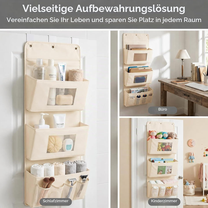 OMJMYY Hängeorganizer Tür 3-Schichten 40x90cm Für Schlafzimmer, Beige | Aufbewahrung Hängend, 3 Hake