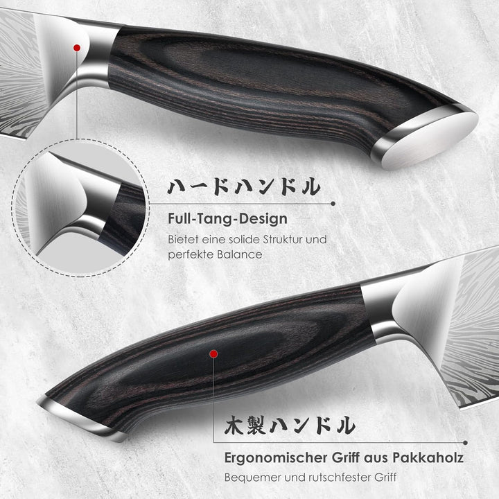 Küchenmesser aus Pulverstahl, Japanisches Kochmesser Santokumesser, 18 cm Professionelle Chefmesser