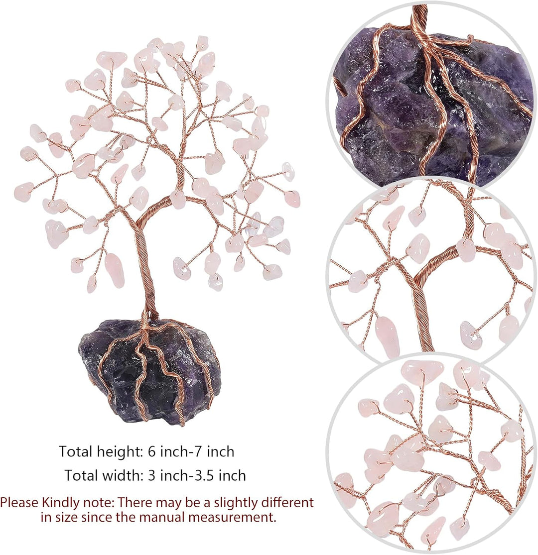 Nupuyai Kristall Edelstein Baum des Lebens Geldbaum Feng Shui Deko Glückbaum Wire Wrap Trommelsteine