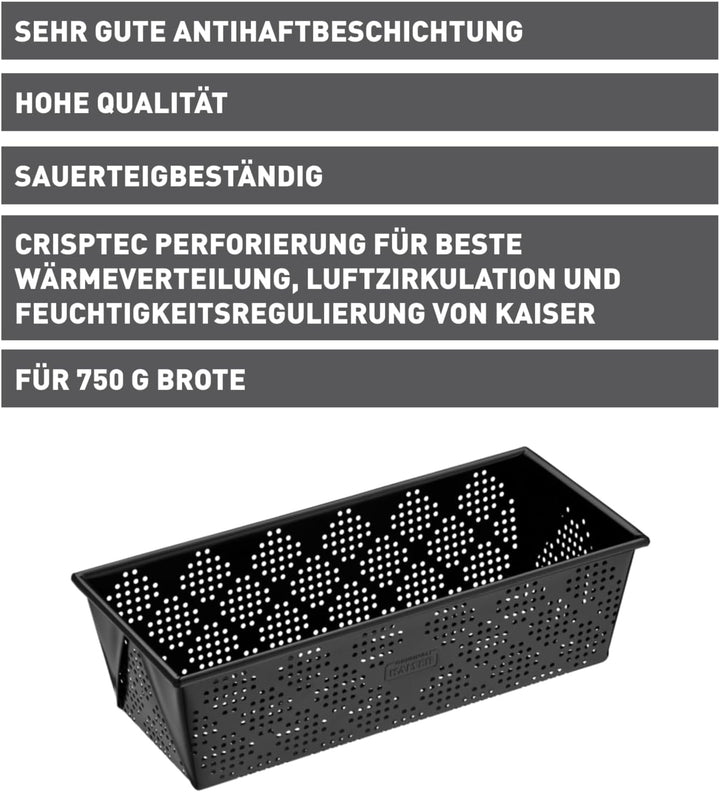 Original Kaiser Inspiration Brot Backform perforiert 25 x 11 cm, Backform für 750g Brote, Kastenform