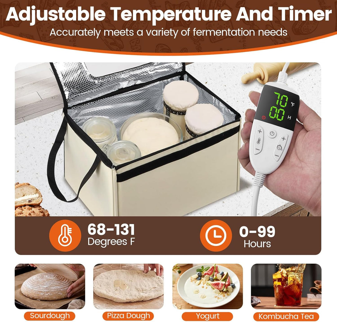 Brot Gärbox Sauerteig mit Heizung, Faltbare Brot Gärschrank Einstellbare Temperatur & Timer, Teiggär
