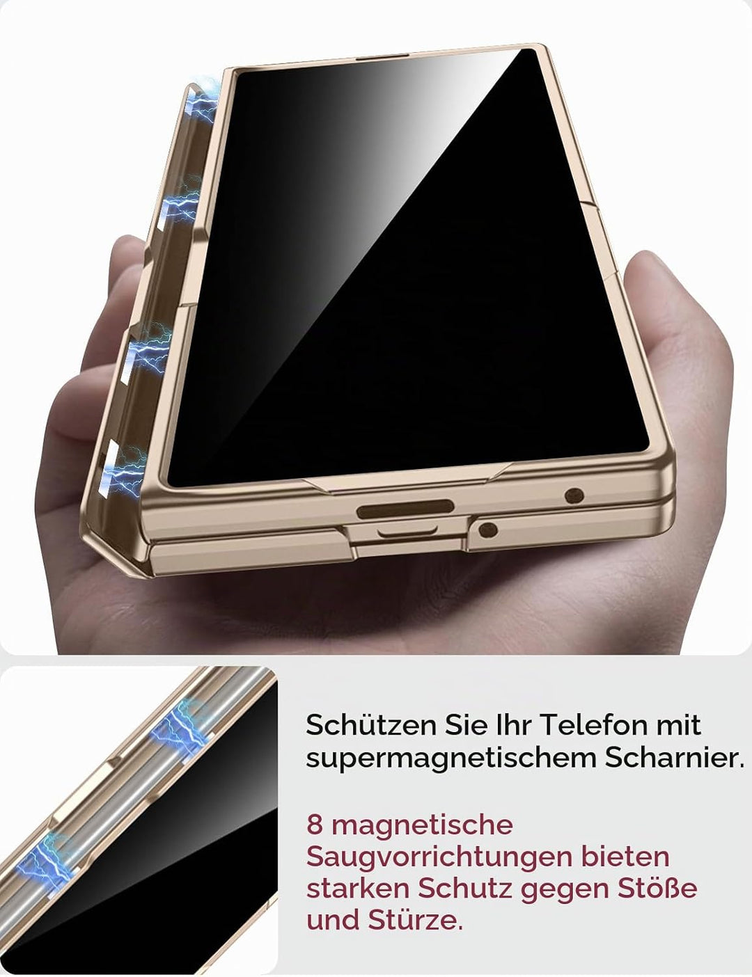 Miimall Kompatibel mit Samsung Galaxy Z Fold 7 Hülle mit Displayschutz Anti-SPY, [Magnetischer Schar