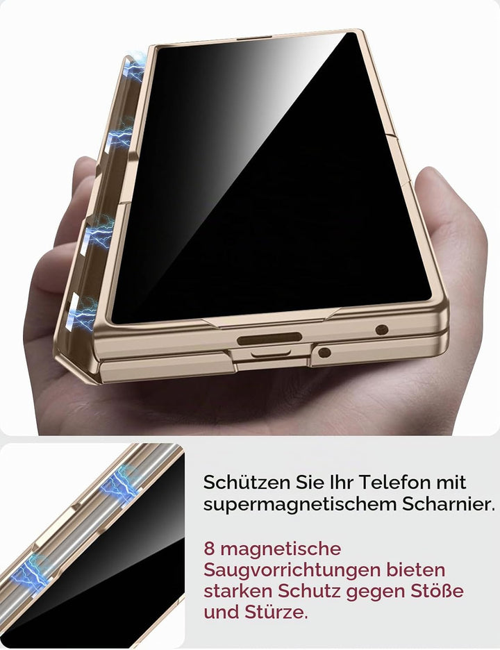 Miimall Kompatibel mit Samsung Galaxy Z Fold 7 Hülle mit Displayschutz Anti-SPY, [Magnetischer Schar