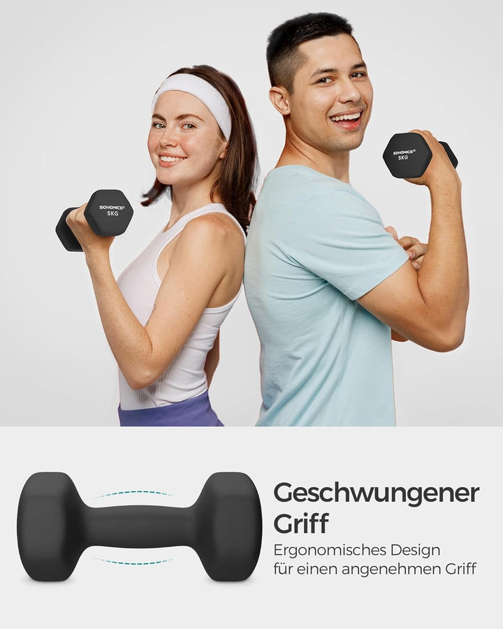 SONGMICS Hanteln, 2er Set,Hantelset, Kurzhanteln, Hexagon, Neopren-Beschichtung, Krafttraining, Work