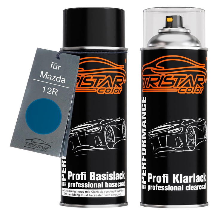 TRISTARcolor Autolack Spraydosen Set für Mazda 12R Aquarius Blue Perl Metallic Basislack Klarlack Sp