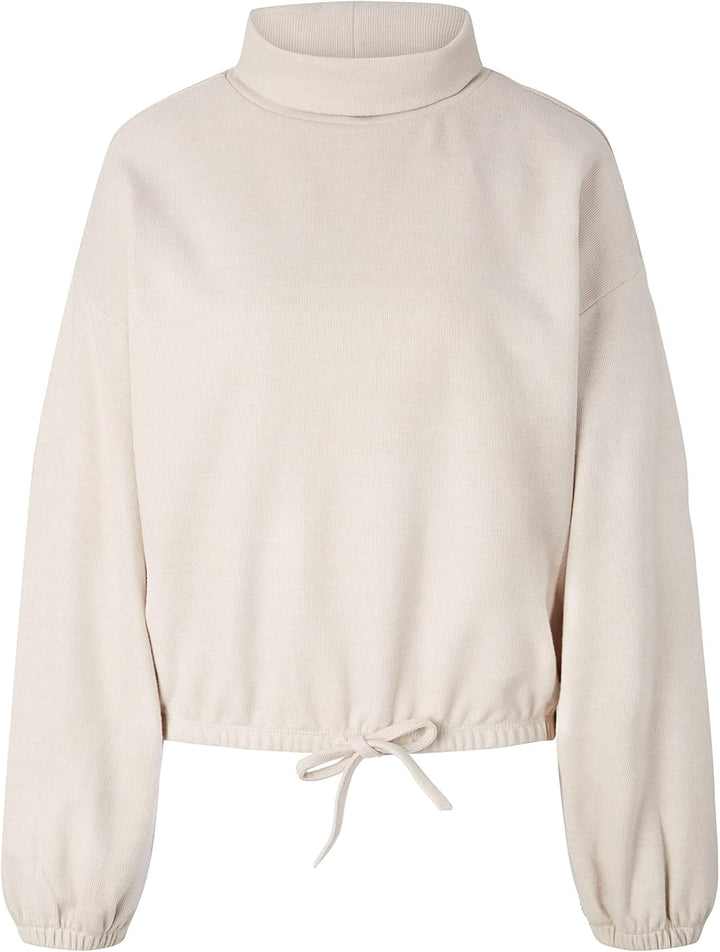 TOM TAILOR Denim Damen 1034294 Cropped Sweatshirt mit Kordelzug (1er Pack) S 30224 - Cloud Grey Mela