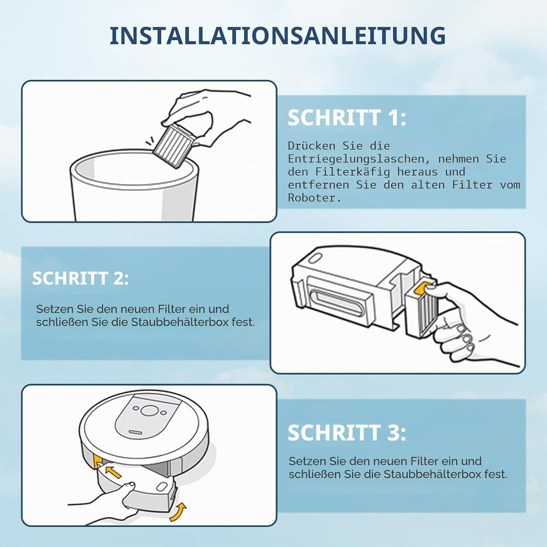 12pcs Ersatzfilter für iRobot Roomba e, i und j Serie i7 i7+ j7 j7+/Plus i3 i3+ i4 i4+ i6 i6+ i8 i8+