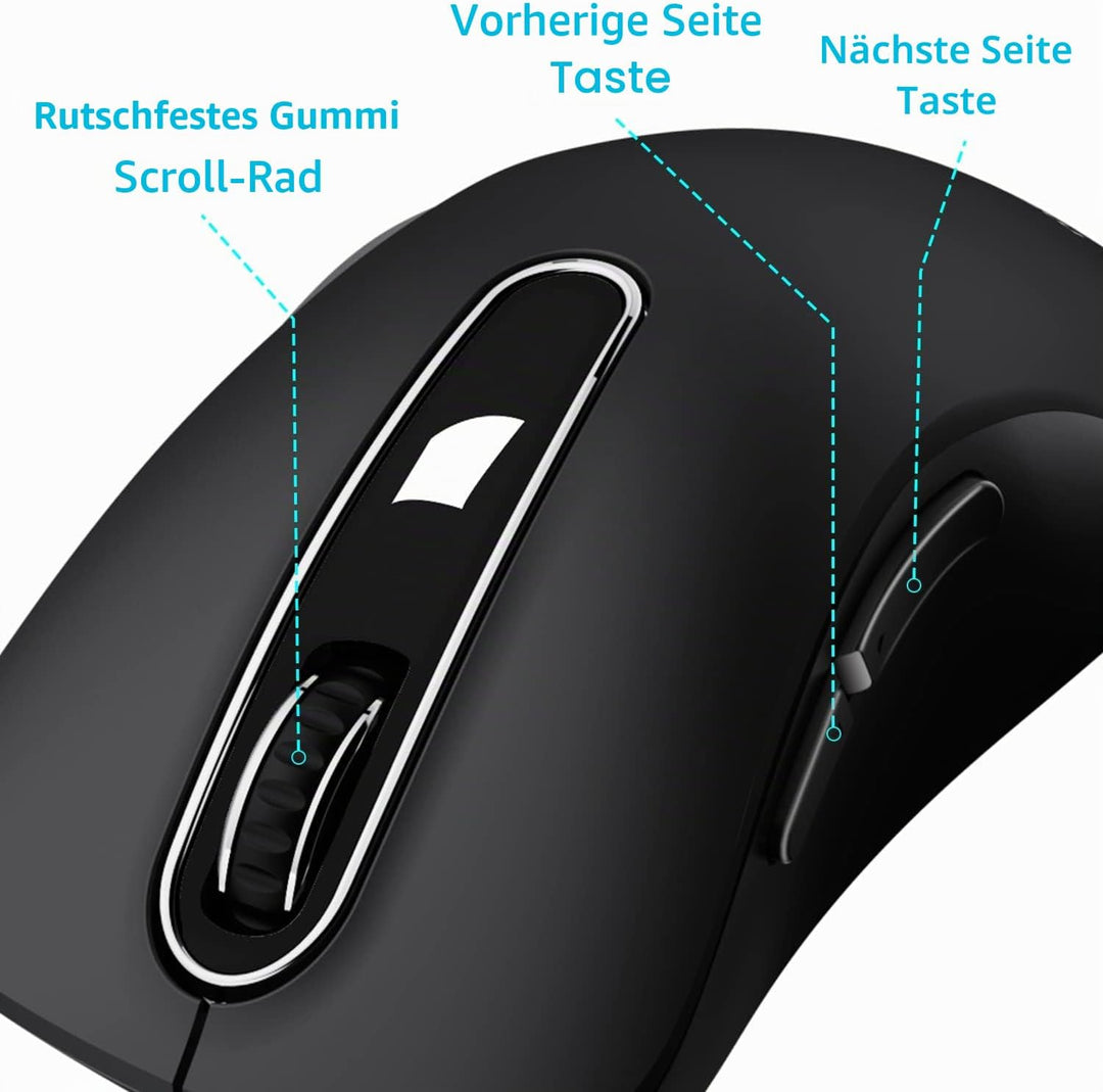 memzuoix Kabellose Maus 2.4GHz, Tragbare Optische Wireless Maus 1400 DPI mit Mini-USB-Empfänger, 5 T