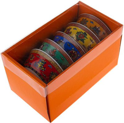 lachineuse - Serie 5 asiatische Reisschalen Ø 11,5 cm 275 ml - Design der 8 glücklichen buddhistisch