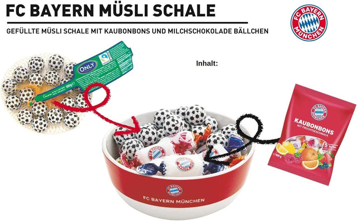 FC Bayern München Schale befüllt mit Süssigkeiten Müslischale gefüllt Geschenkset FCB