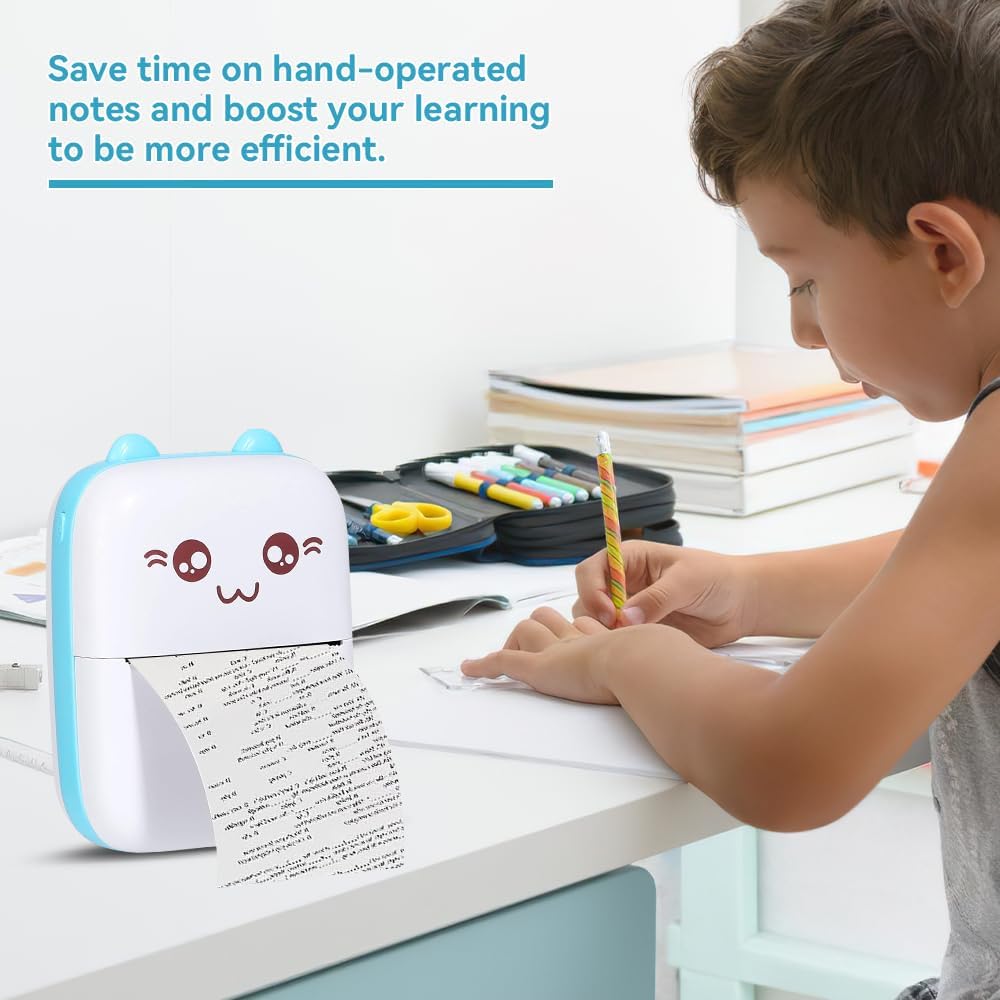 Fivtsme Handy Fotodrucker, Mini Drucker, Wireless BT Thermodrucker, Quittungspapierdrucker mit USB-K