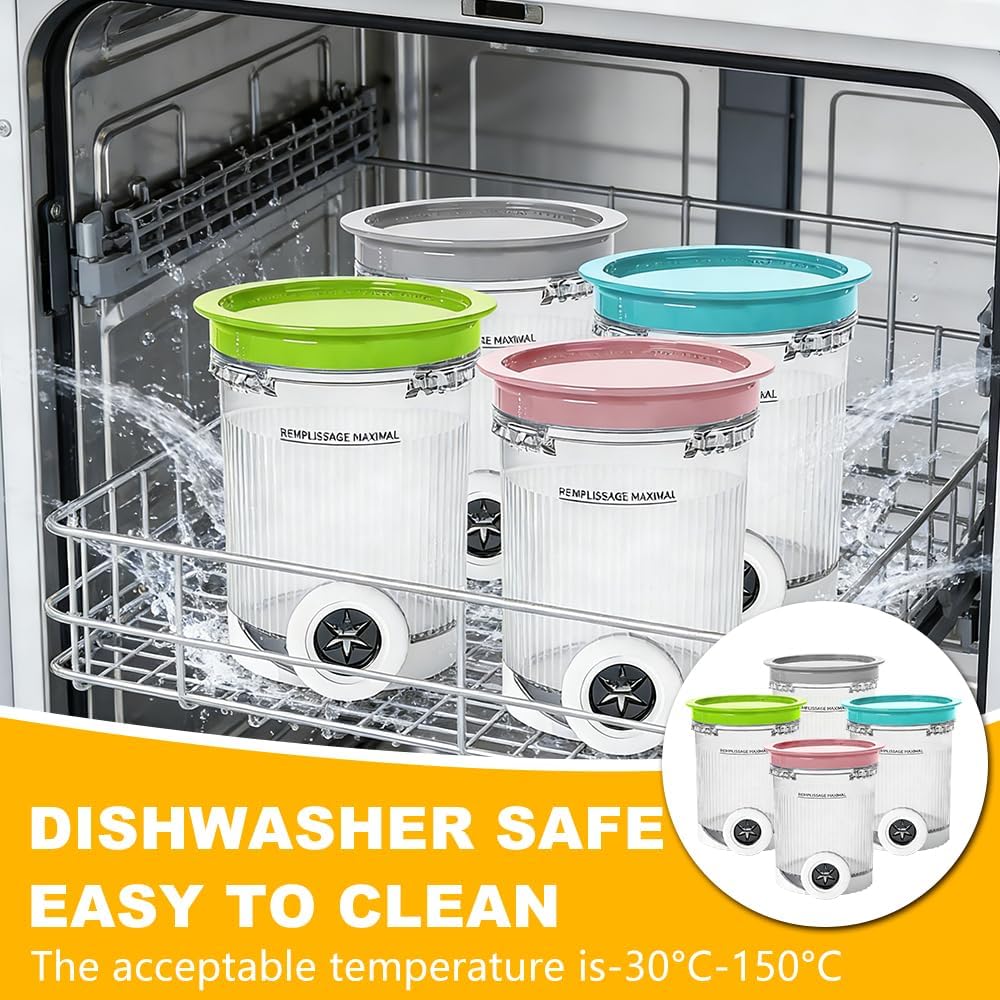 4 Stück Ninja Swirl Creami Behälter, SGZIOO 480 ml Behälter für Ninja Swirl Creami Kompatibel mit NC