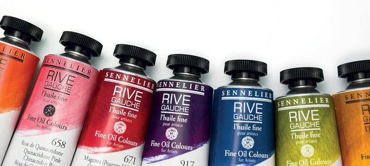 Rive Gauche Oil Wooden Box Set by Sennelier, Includes 12-10ml Tubes and Accessories (10-130330-00)