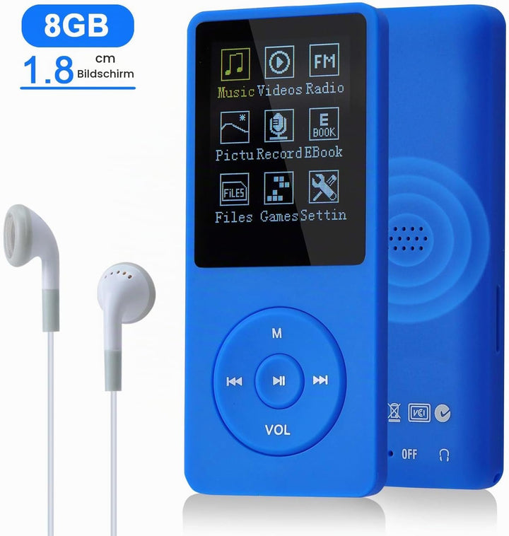 COVVY 8GB Tragbare MP3 Musik Player, Support bis zu 64GB SD Speicherkarte, Lossless Sound HiFi MP3 P