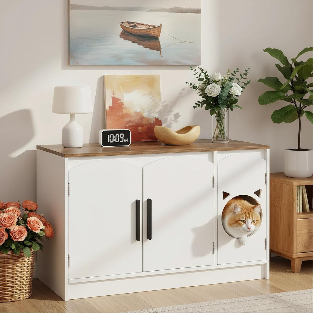 HOOBRO Katzenklo Schrank, Verstecktes Katzenklo, Katzenschrank, Moderner Katzenkloschrank aus Holzwe
