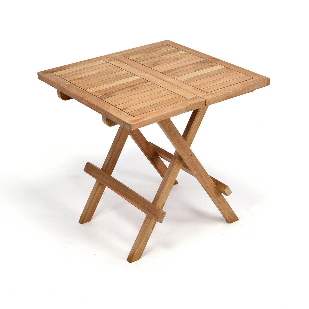 Divero Kindertisch Beistelltisch Balkontisch Teak Holz Tisch für Terrasse Balkon Garten – eckig wett