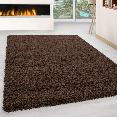 HomebyHome Teppich Wohnzimmer Shaggy Hochflor Braun Rechteckig 300x400 cm Einfarbig Design - Flausch