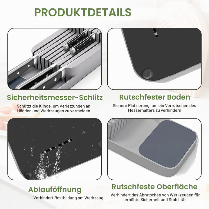 Messer Organizer Schublade,Messerblock ohne Messer,Verbesserte Messerblock für Schublade,Schubladen-