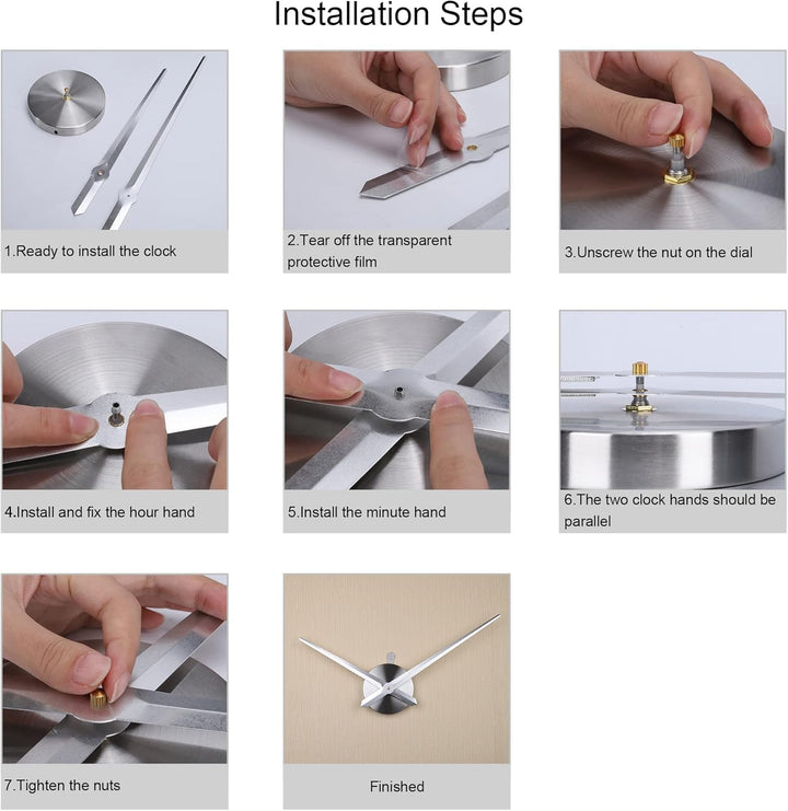 Lafocuse 3D Uhrzeiger Wanduhr Gross XXL, DIY Modern Lautlos Uhr Metall Silber, Uhrwerk mit Zeiger, W