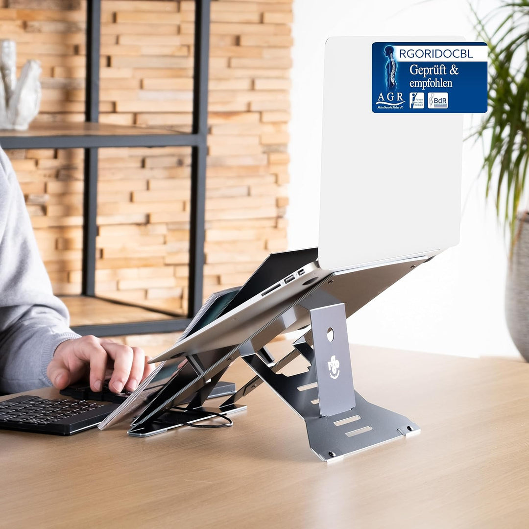 R-GO Riser Document, Laptop Ständer mit Dokumentenhalter, Verstellbarer Laptop Riser Für Büro Oder Z