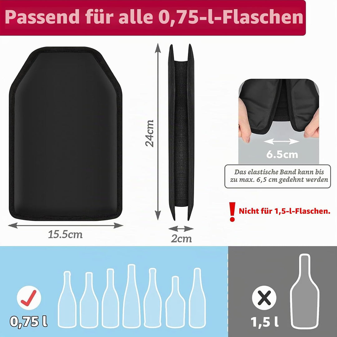 Kühlmanschette Wein, 2 Stück Weinkühler Manschette, Schwarz Flaschenkühler für Unterwegs, Wiederverw