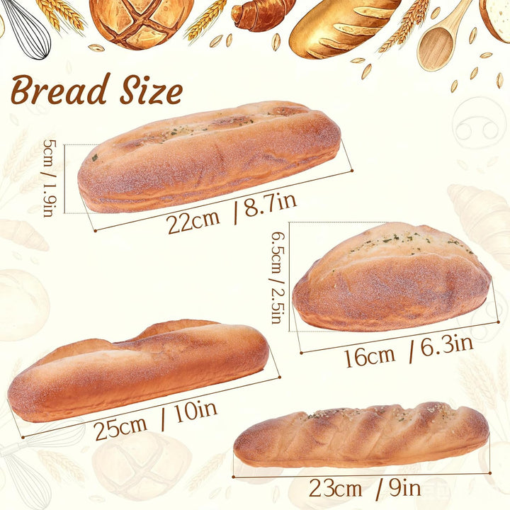 Gresorth 4 Stück Künstliche Brot Satz Gefälschte Drehung Meersamen Ananas Brot Realistisch für Heim
