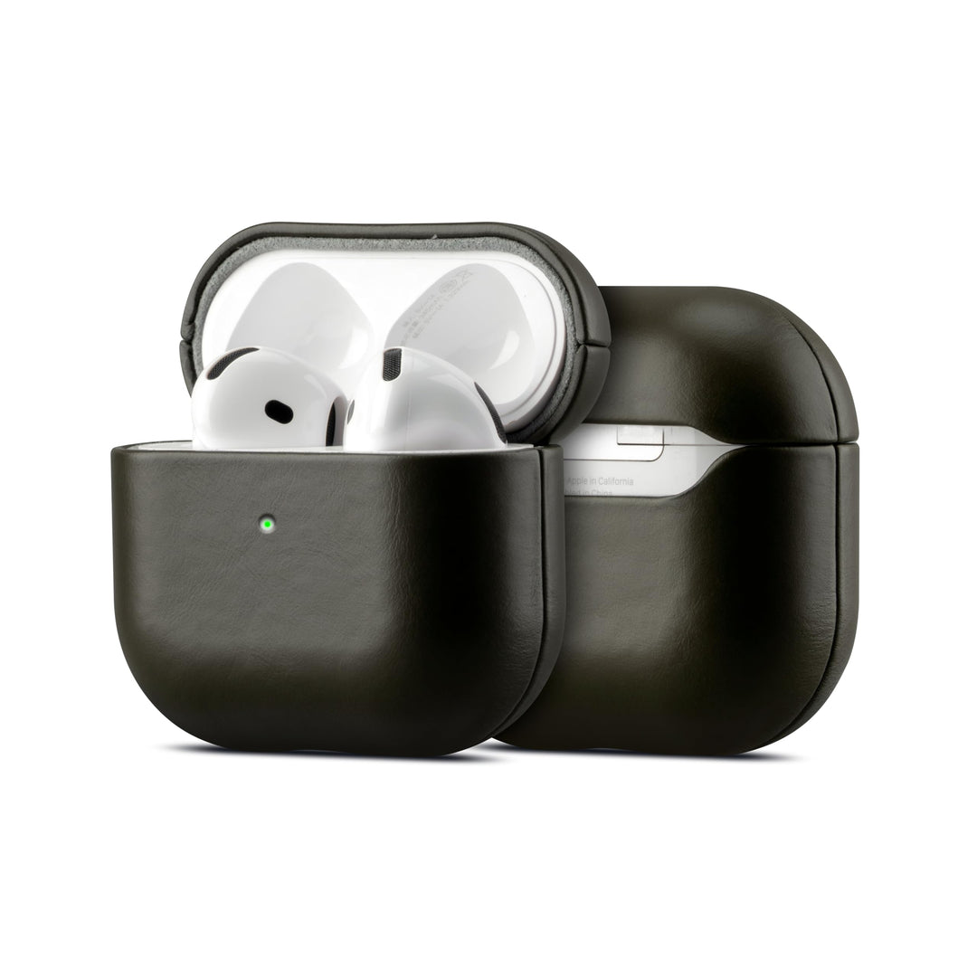 Maogoam für AirPods 4. Generation Fall Leder, Echtes Kristall Öl Wachs Rindsleder Fall Abdeckung für