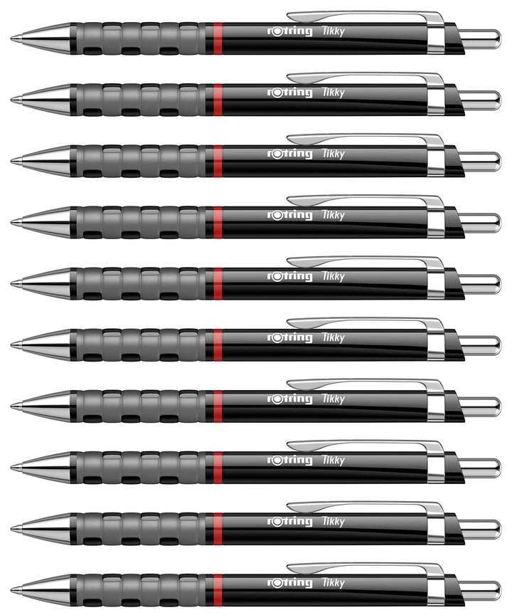 rOtring Tikky-Kugelschreiber | blaue Tinte | mittlere Spitze (1,0 mm) | Schwarzer Schaft | federleic