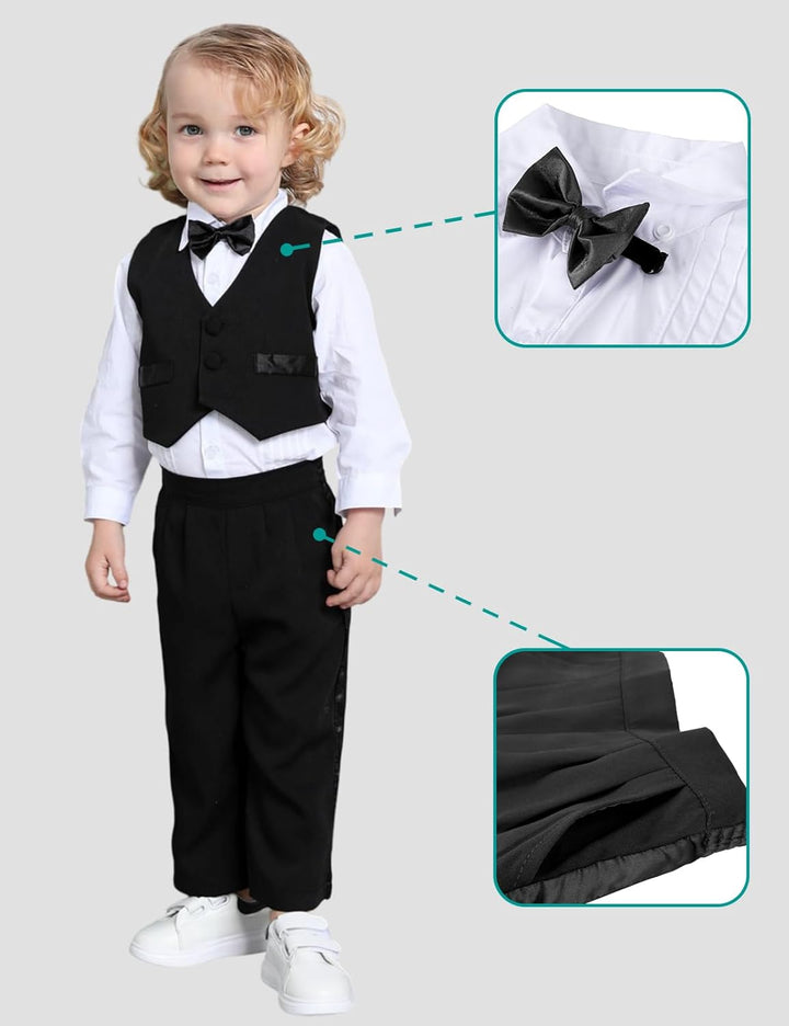 mintgreen Baby Anzug Junge, Taufanzug Smoking Lange Ärmel Hochzeitsanzug Set (Anzugjacke, Weste, Hem