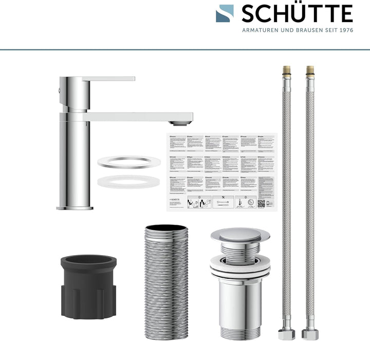 SCHÜTTE Waschtischarmatur MANHATTAN 33010, Wasserhahn Bad mit Ablaufgarnitur, Armatur Badezimmer, Ei
