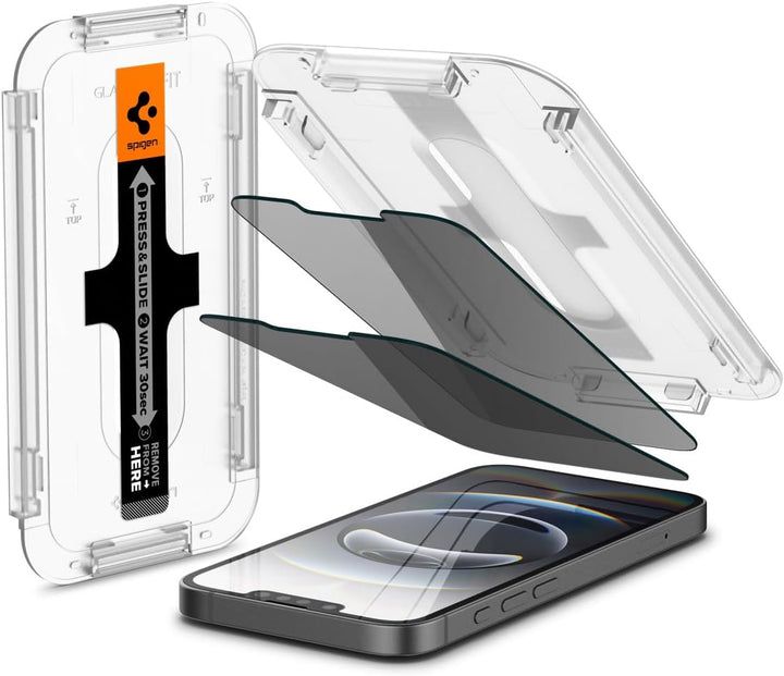 Spigen Glas.tR EZ Fit Sichtschutz Schutzfolie kompatibel mit iPhone 14, iPhone 13, iPhone 13 Pro, 2
