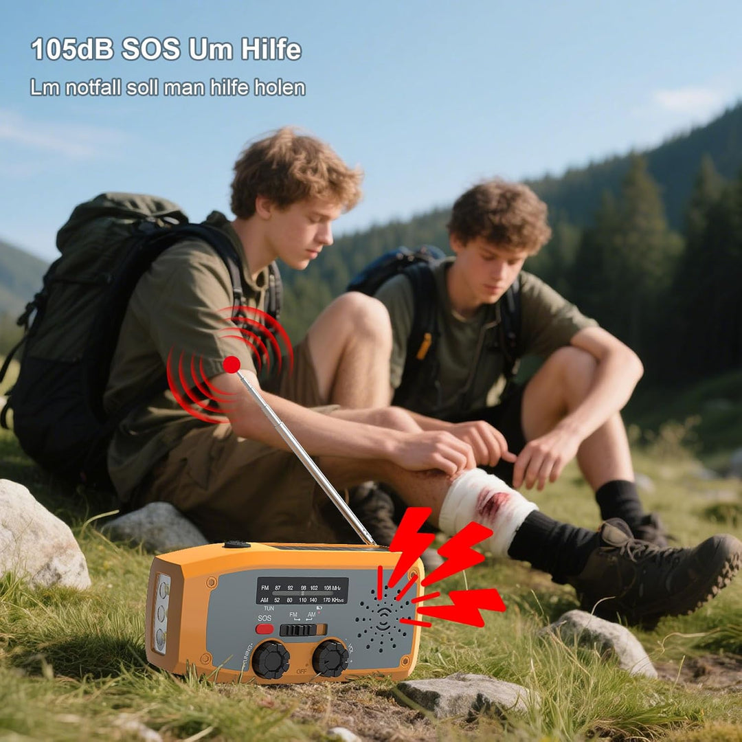 Kurbelradio，Dolucky Notfall-Solarradio, Survival Kurbelradio mit LED-Taschenlampe, SOS-Alarm,AM/FM W