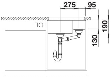 BLANCO ROTAN 340/160-U | SILGRANIT cafe | Einbauart: Unterbau | Hauptbecken links | ohne Ablauffernb