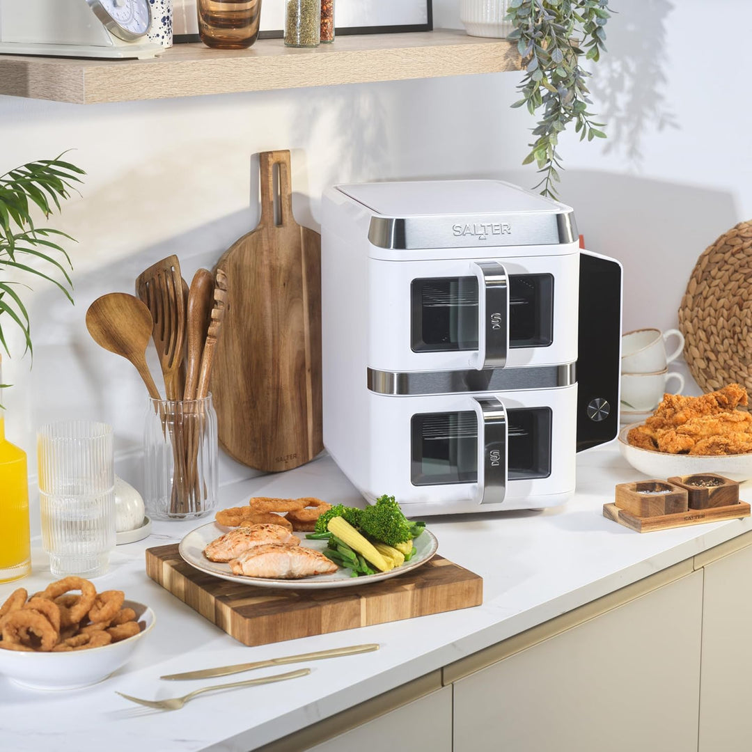 Salter VertiCook View Air Fryer - Vertikale Doppelschublade, Kochen auf 4 Ebenen, XL 9L Kapazität -