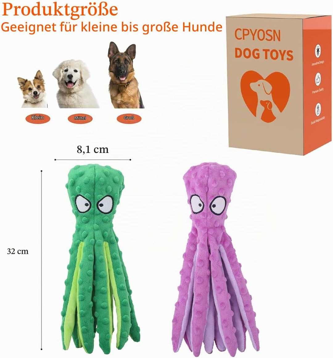 Hunde-Quietschspielzeug Krake, kein stopfendes Crinkle-Plüsch-Hundespielzeug für das von Welpen, lan