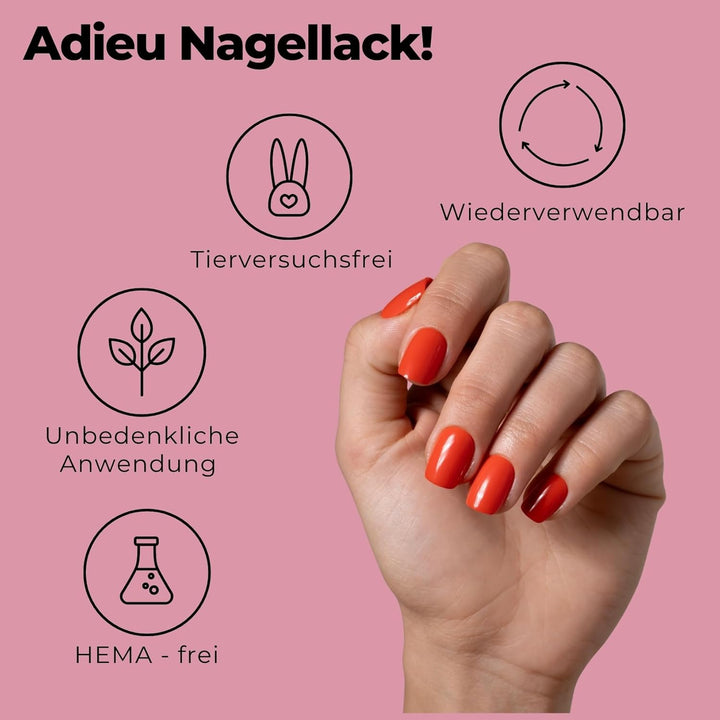 Original Miss Sophie Press On Nails | 32 Stück | Lipstick Red | Short Square | Für Fingernägel 1 stü