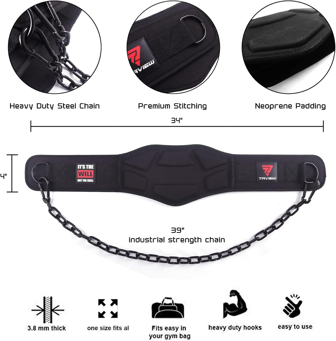 TAVIEW Dip Gürtel mit Kette Gewichteter Gürtel für Pullups mit Heavy Duty Dip Gürtel mit Kette Schwa