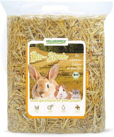 Heu-Heinrich® 6 x 1kg Bio Stroh als Streu, weiches Einstreu für Ihr Heimtier, 100% Bio Stroh Einstre